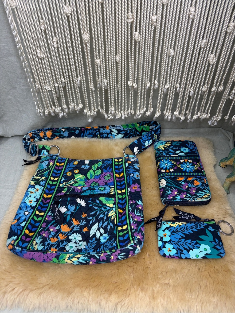 Vera Bradley Midnight Blues Hipster Crossbody Bag, Bifold Wallet, & ID pouch (3)